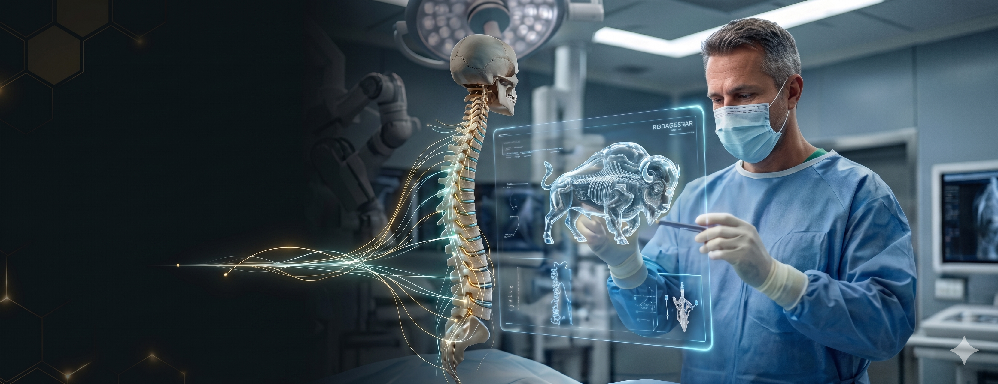 Spine surgery with holographic overlay