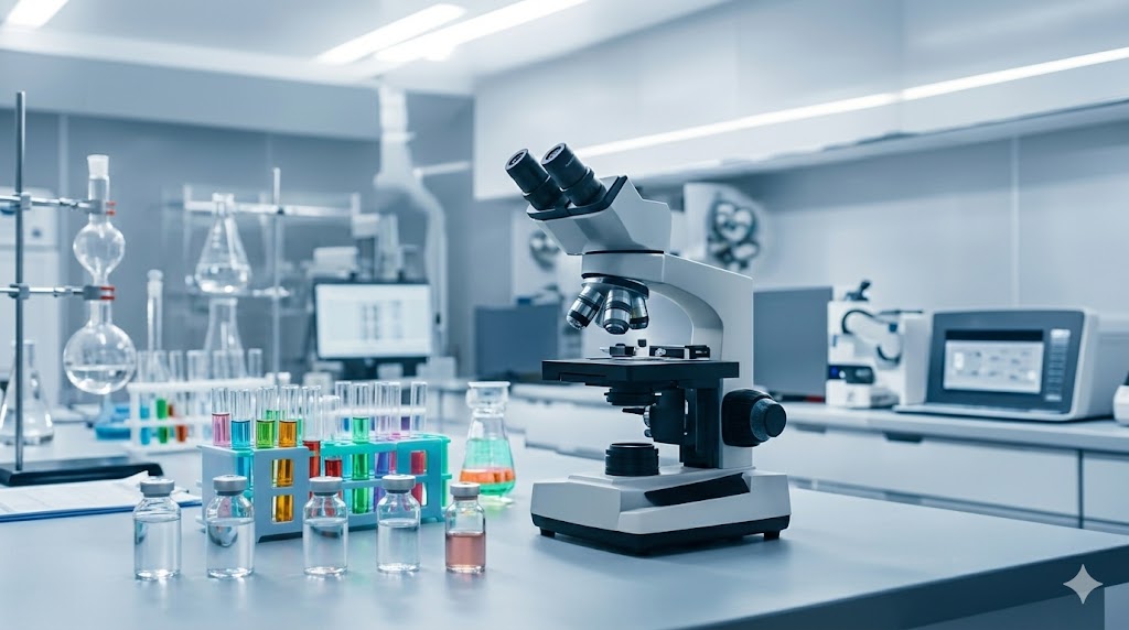 Research laboratory with microscope